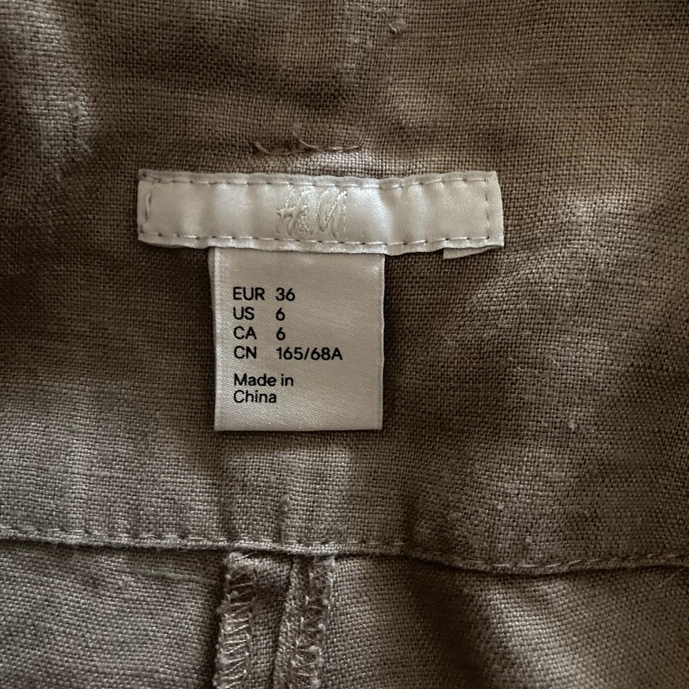 2/10.00 H&M Brown Linen Wide Leg Pants - Picture 4 of 9